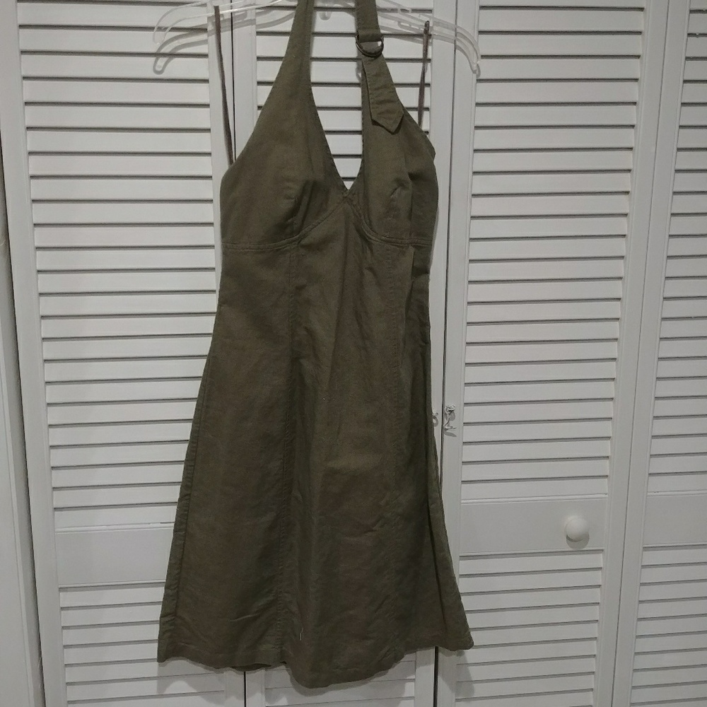 Army green halter dress